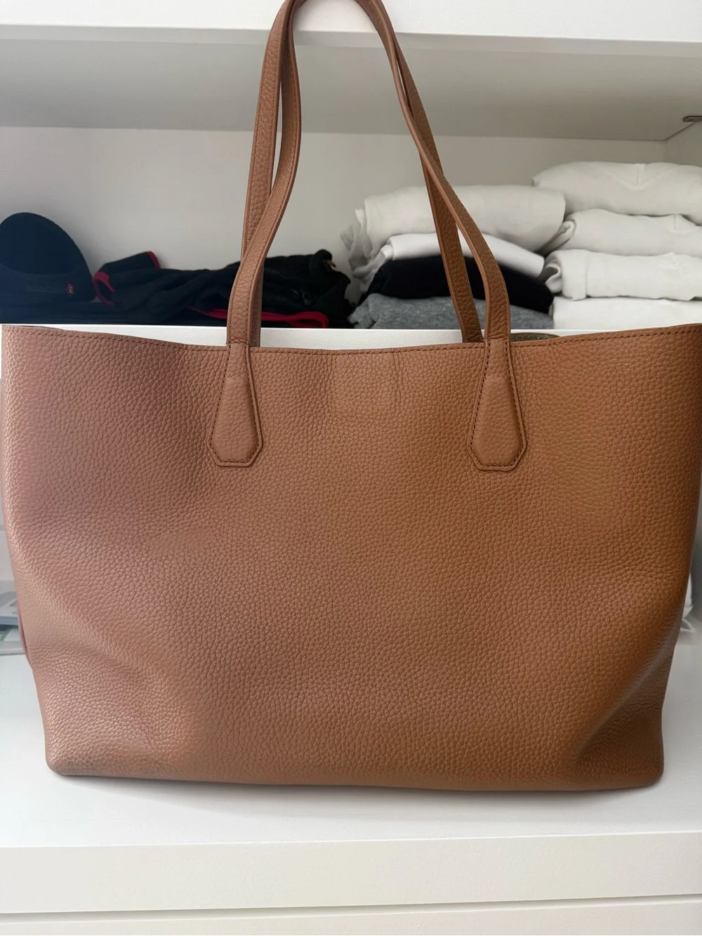 Tory Burch Cognac Pebbled Leather Tote